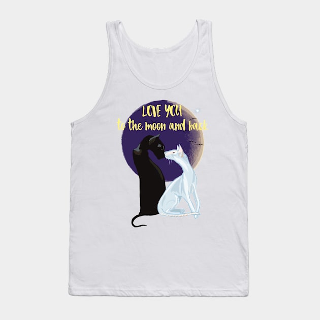 Love you to the moon and back cats print Tank Top by Orangerinka